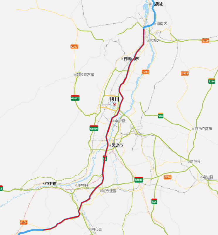 京藏高速公路地圖-銀川段